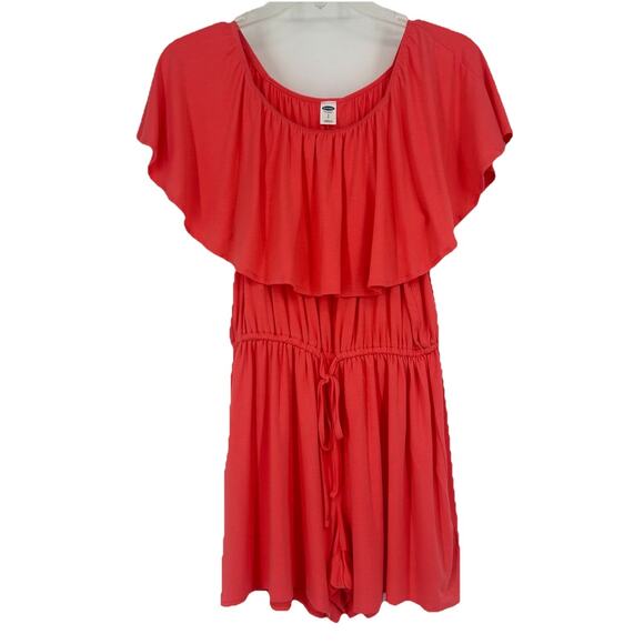 Old Navy Flounce Romper Pink Flowy Drawstring Short Sleeve Summer Size S - Picture 1 of 10